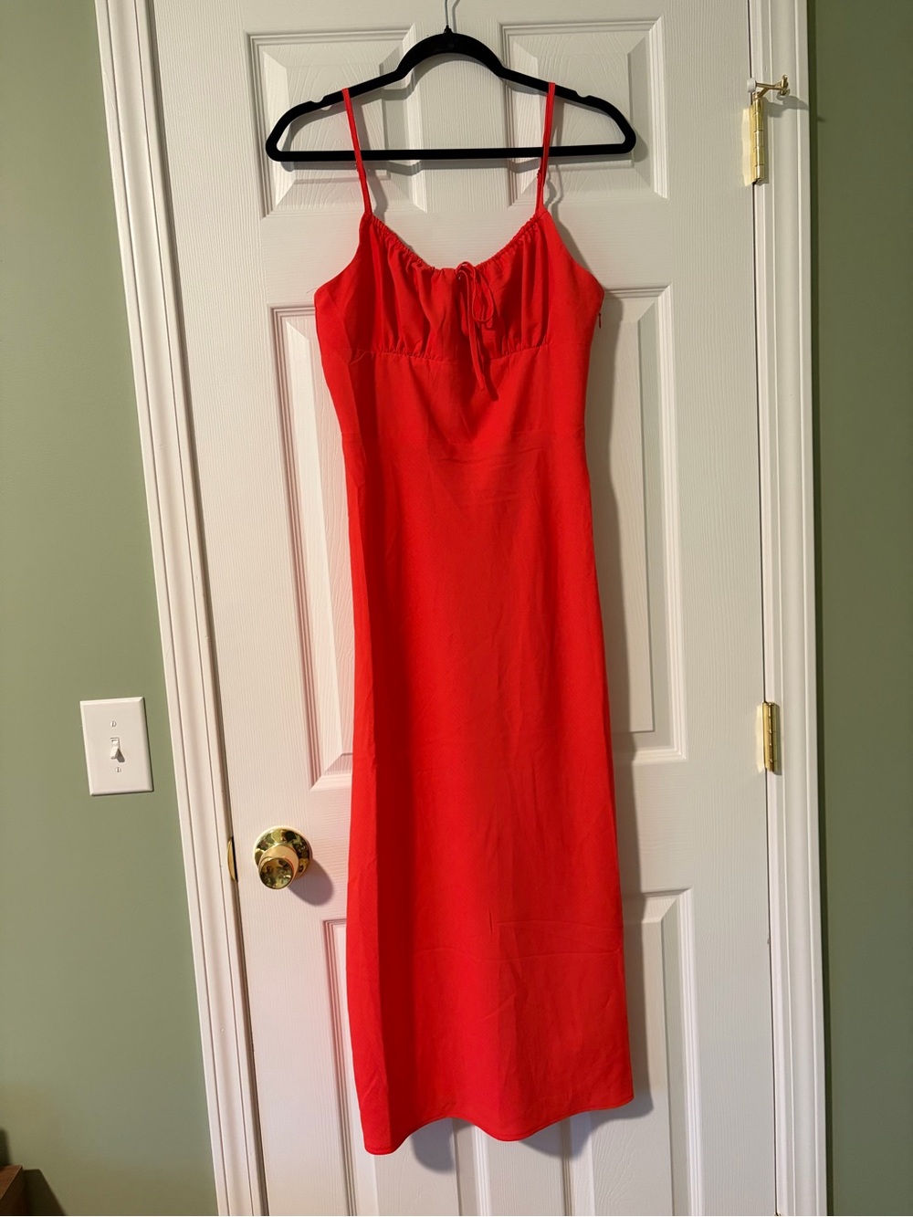 Coral Spaghetti-Strap Slip Dress